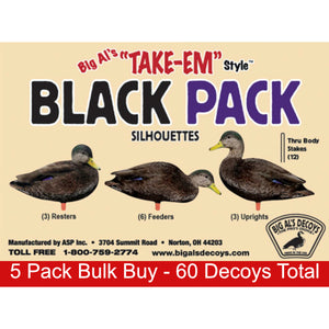 Big Als Black Duck Silhouette Decoys Bulk Pack (60 Decoys)