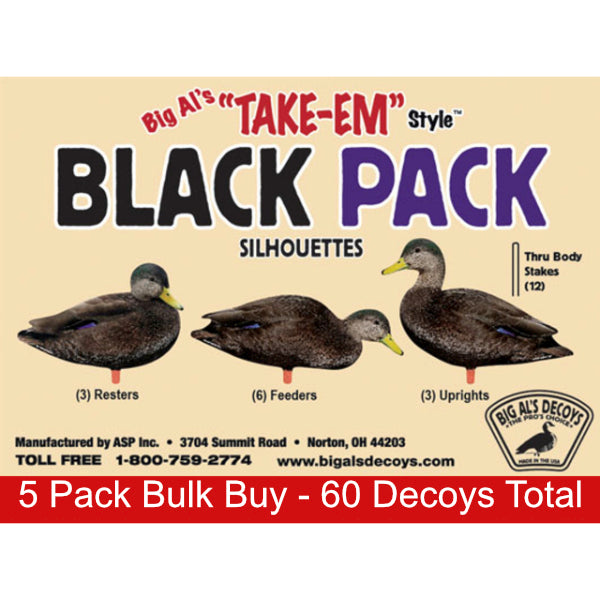 Big Als Black Duck Silhouette Decoys Bulk Pack (60 Decoys) Canadian