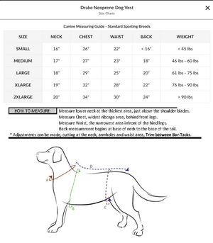 Drake Neoprene Dog Vest
