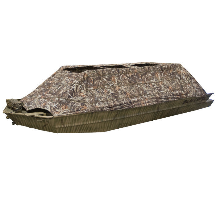 Drake Waterfowl Ghillie Boat Blind with No Shadow Dual Action Top - Old School Camo